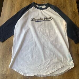 Vintage Simple Plan Shirt Signed Medium Baseball Ringer